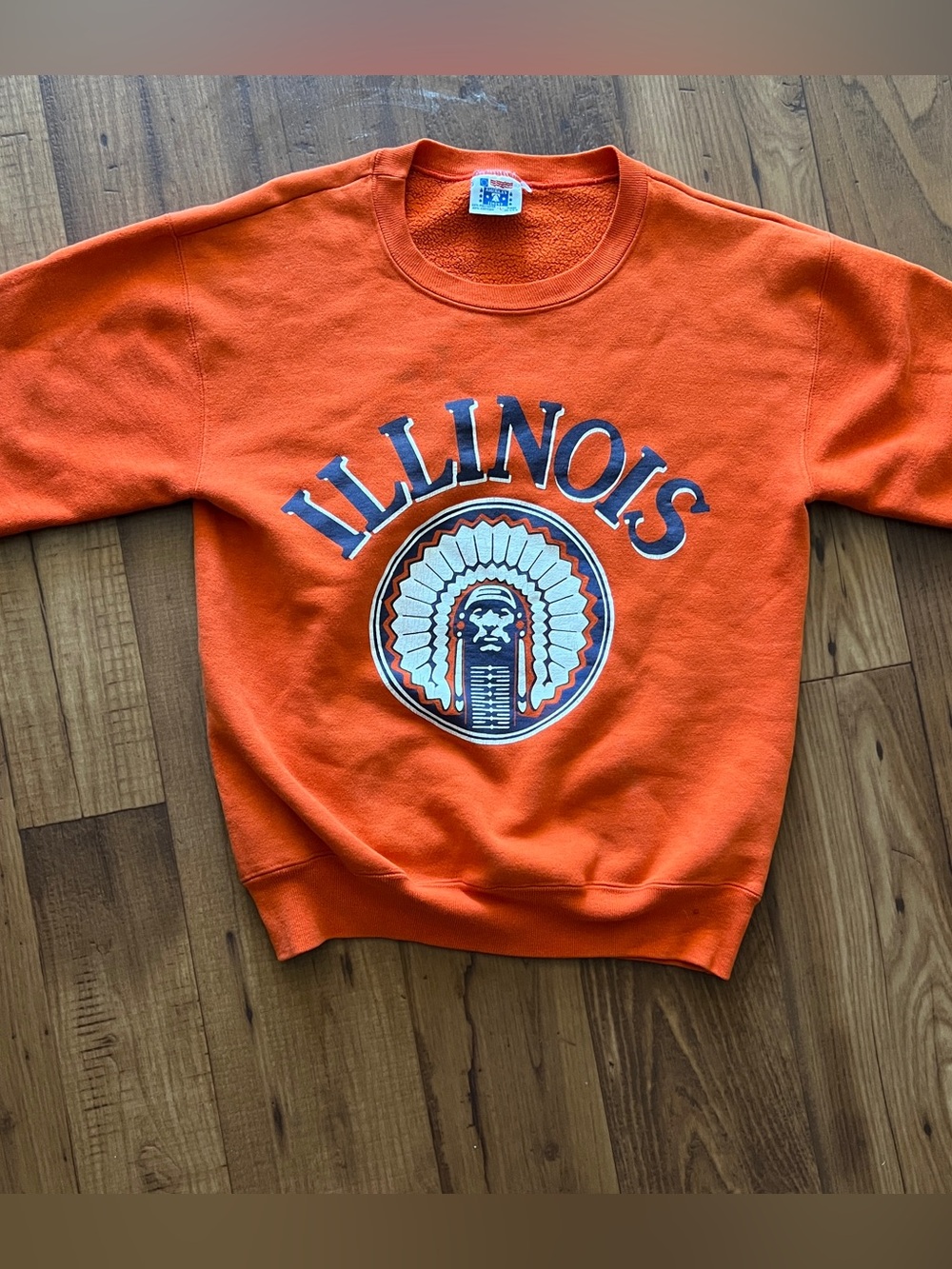 Vintage Illinois Sweatshirt Adult Size Large 80s/90s Orange Made in USA Sweater
